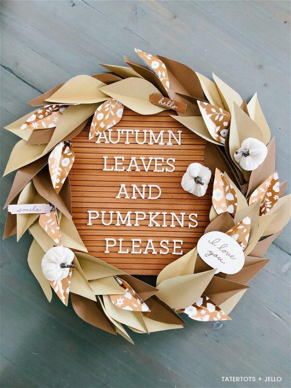 Autumn Paper Leaf Wreath For Your Letter Board