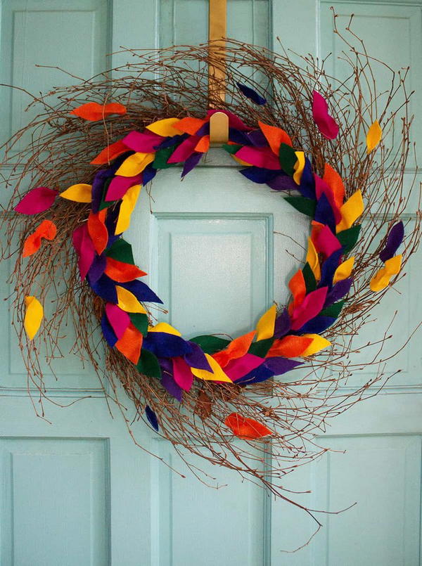 DIY Felt Leaf Fall Wreath