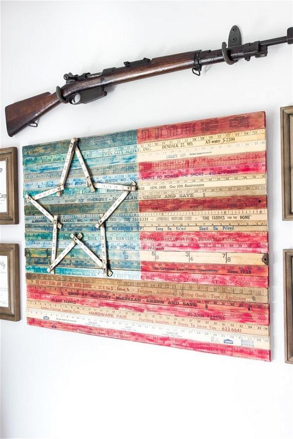 DIY Yardstick American Flag Wall Art 
