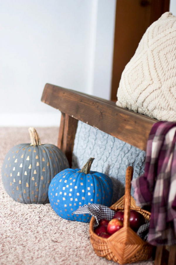 Easy Metallic Patterned Painted Pumpkins