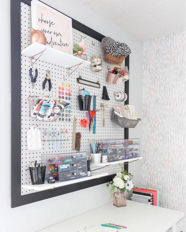 Feminine Home Office DIY Pegboard