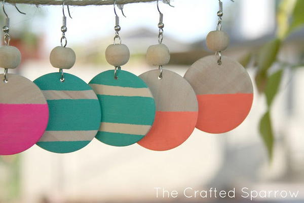 Neon Wood Painted Earrings