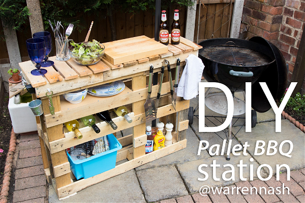 Pallets with Everything for DIY Grill Station