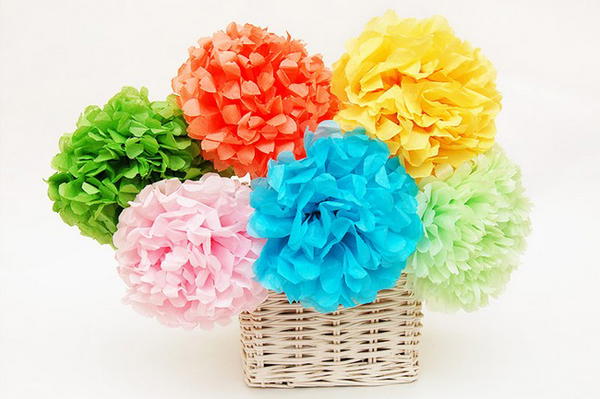 Tissue Paper Pom-pom Flowers