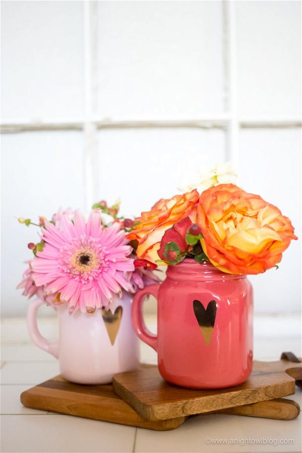 Valentine’s Day Mason Jar Bouquets