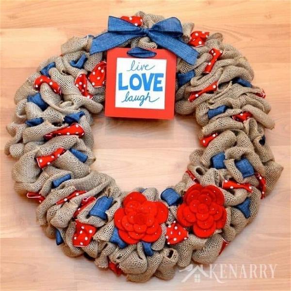 Wreath Red White And Blue Patriotic Decor