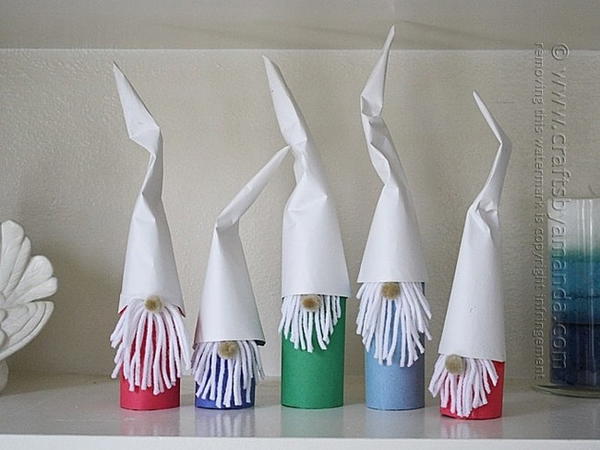 Cardboard Tube Gnomes For Christmas