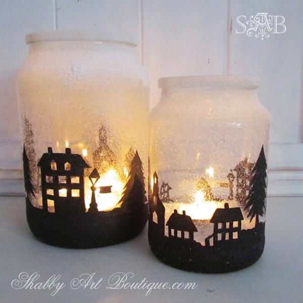 Christmas Township Candle Jar