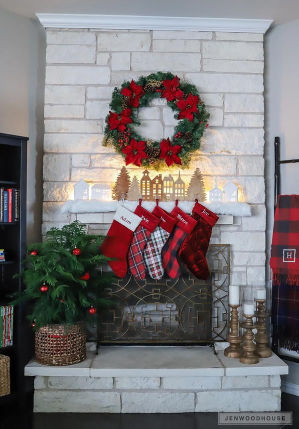 Christmas Village Stocking Hanger decor idea