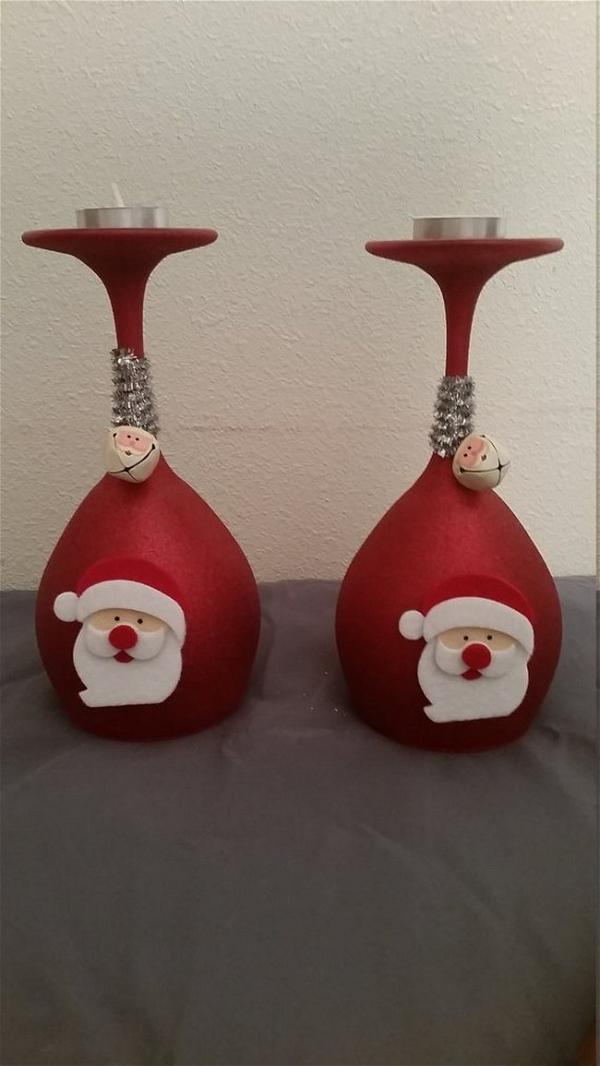 Christmas Wine Glass Candle Holders
