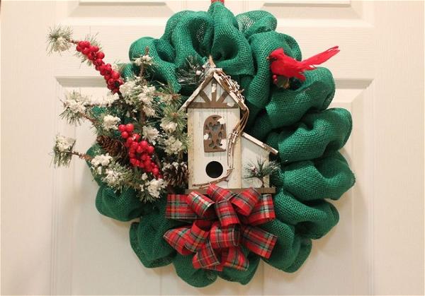 Christmas Wreath Woodland Bird House