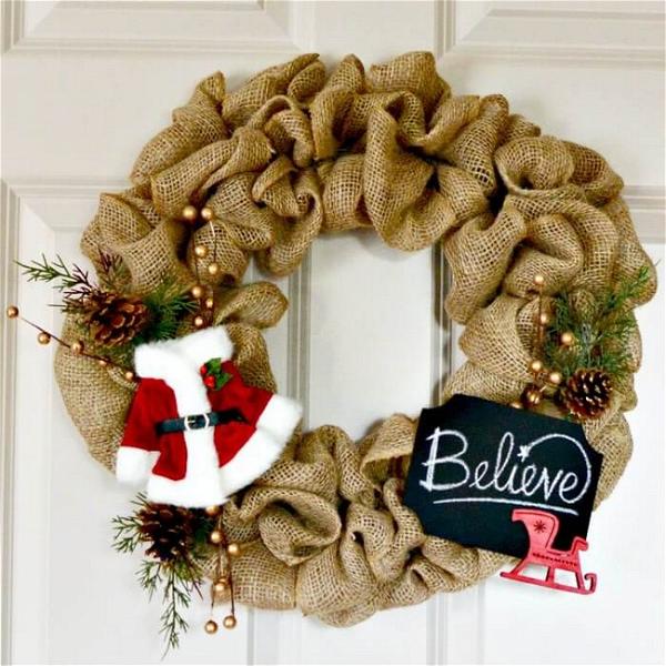 DIY Christmas Burlap Wreath