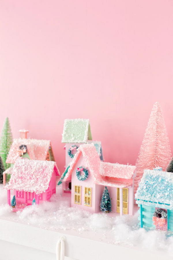 DIY Colorful Christmas decor Village