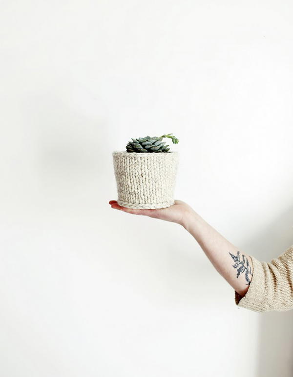 DIY Knit Planter Cover  Handmade gift