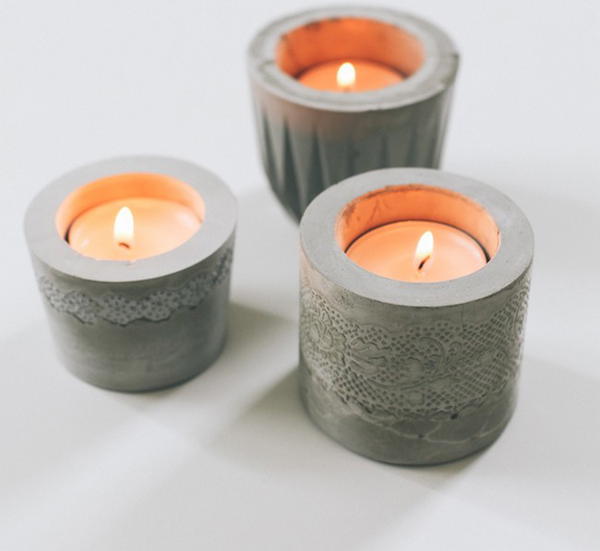 DIY Laced Cement Votives