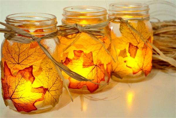 Leaf Mason Jar Candle Holder