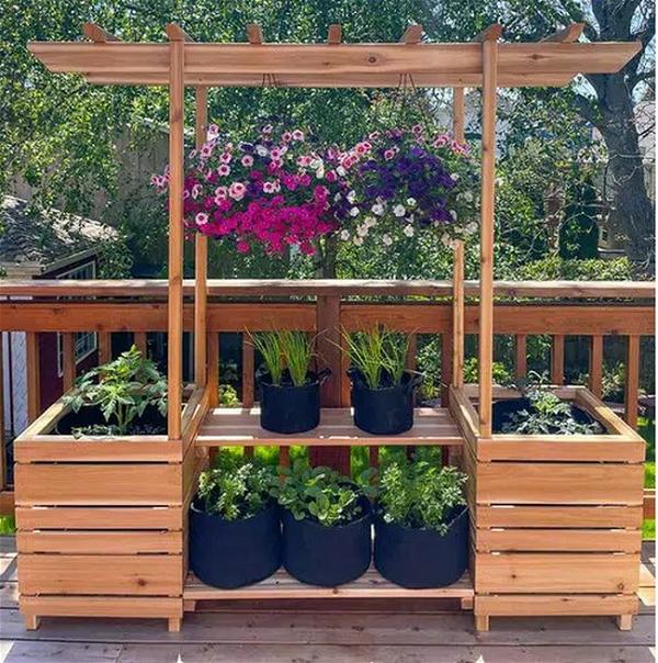Outdoor Plant Stand with Arbor