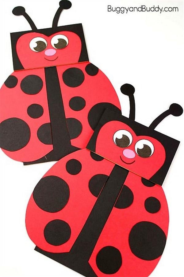 Paper Bag Puppet Ladybug Craft For Kids