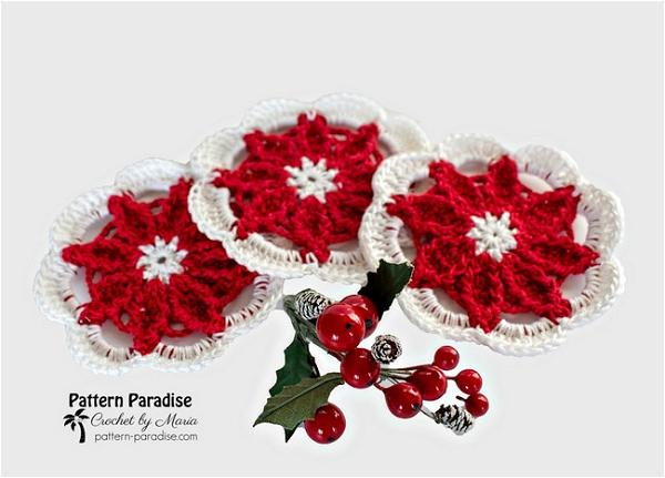 Poinsettia Crochet Coasters