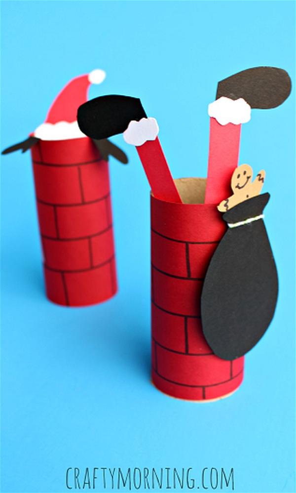 Santa Going Down A Toilet Paper Roll Chimney