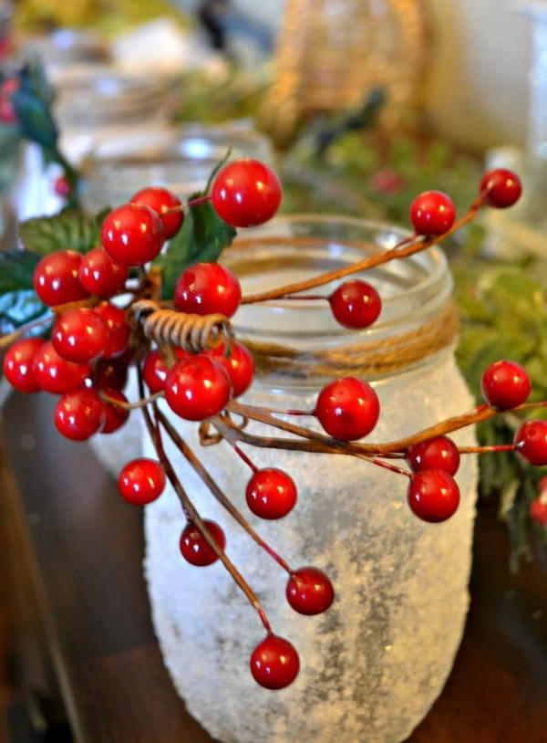 Snow Covered Mason Jar Candles 