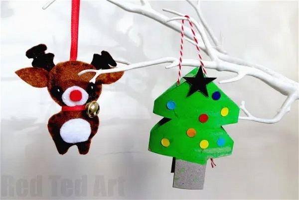 Toilet Paper Roll Christmas Tree Napkin Rings & Ornaments