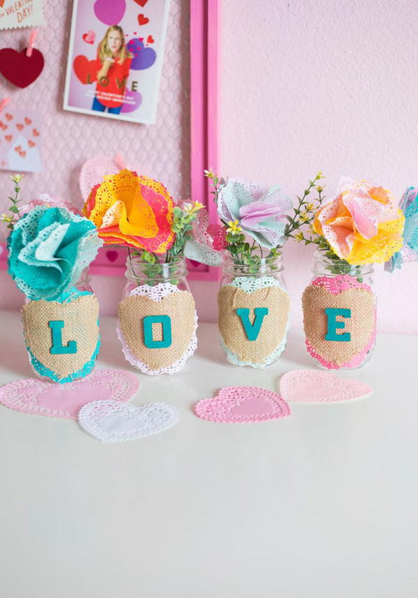 Valentine’s Day Mason Jar Bouquets