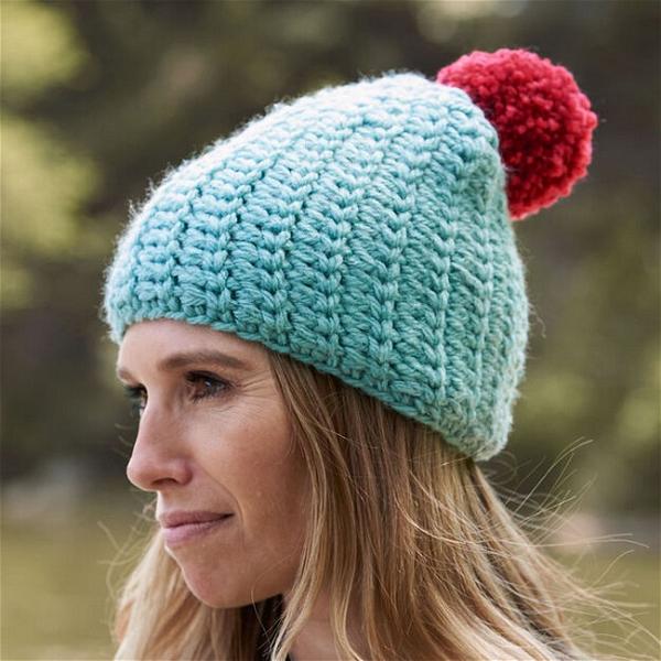 Big Pom Crochet Hat