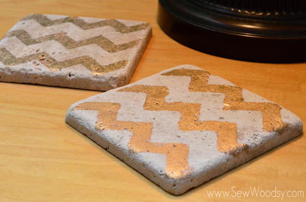 Chevron Gilded Coasters