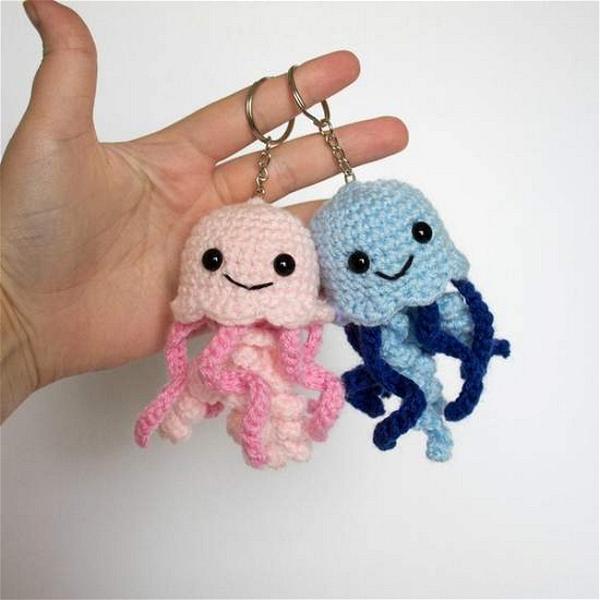 Crochet Jellyfish Keychain 