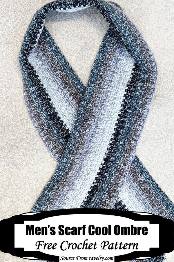 Crochet Men’s Scarf Cool Ombre