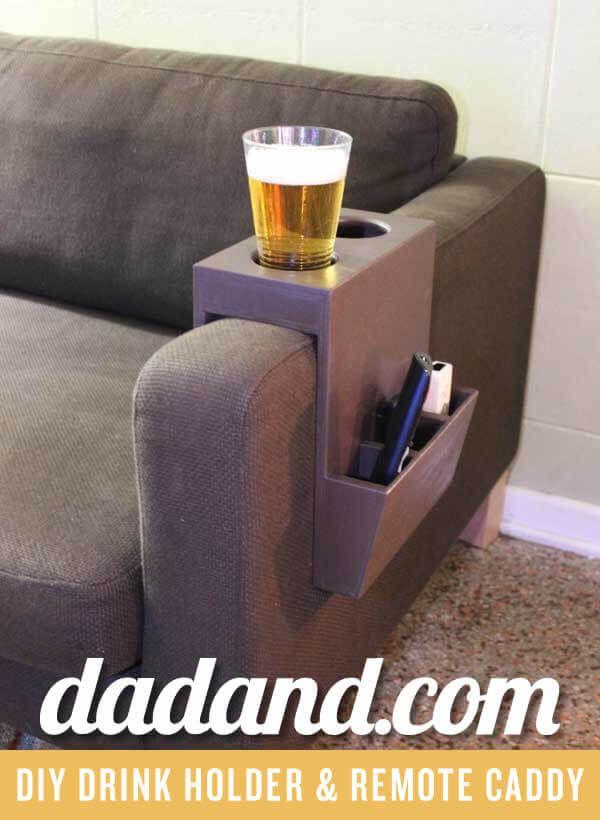 DIY Couch Cup Holder And Remote Caddy