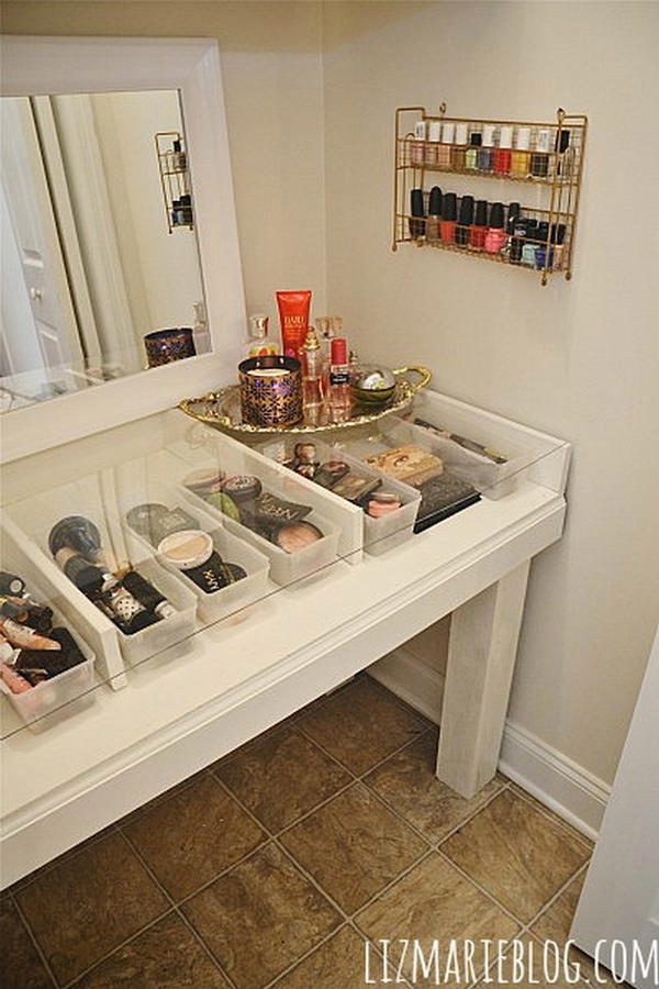 DIY Glass Top Makeup Vanity