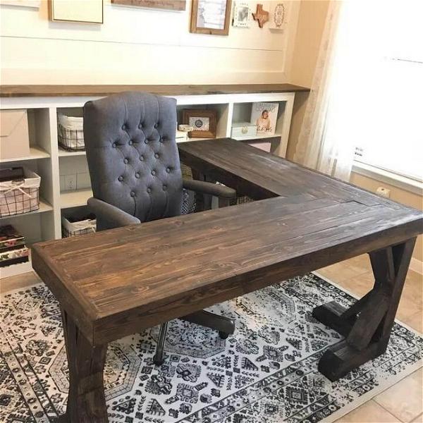 DIY L-Shaped Farmhouse Desk As An Office Makeover