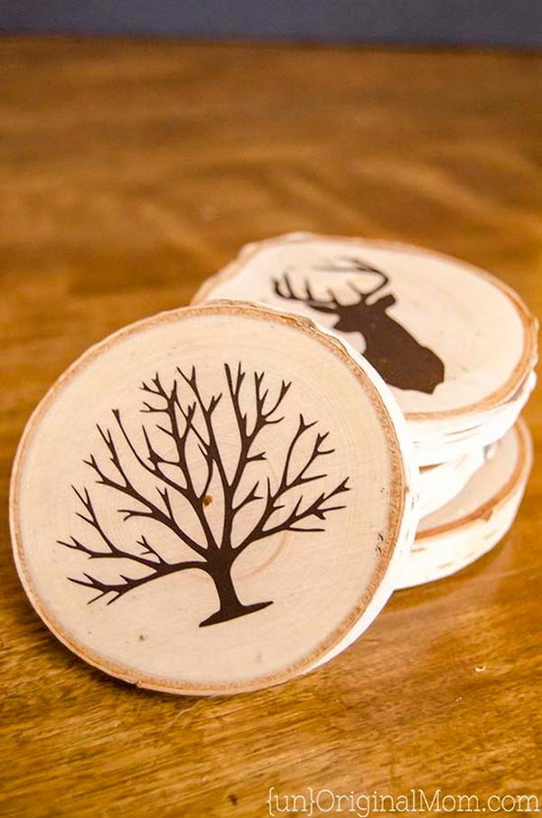 DIY Painted Wood Slice Coasters