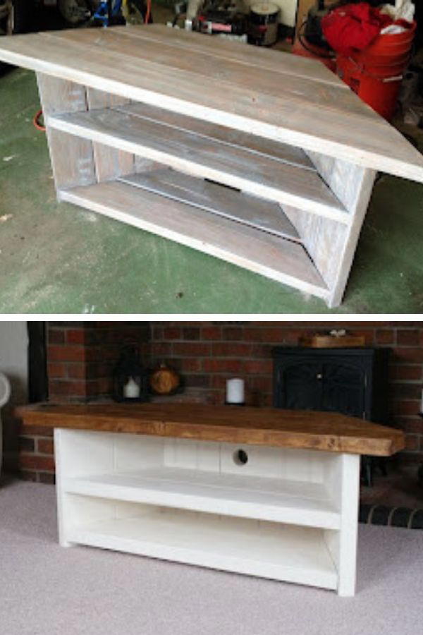 DIY Rustic Corner TV Stand