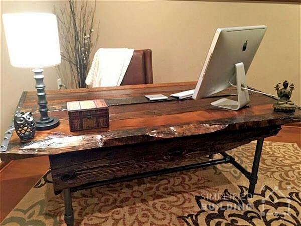 Rustic Desk With Pipe Legs