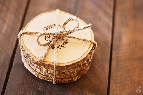 DIY Wood Burned Place Card Coasters