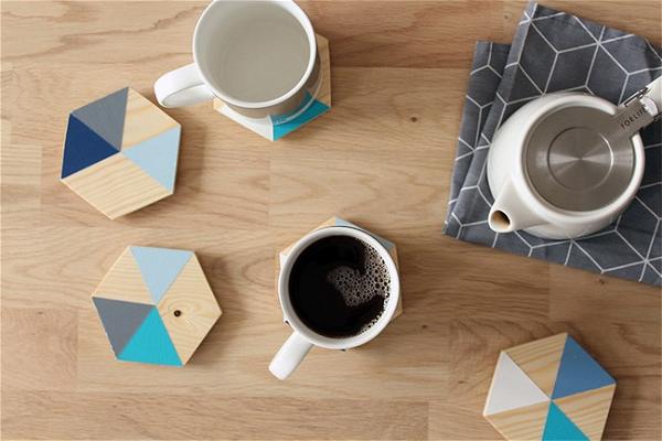 DIY Wooden Coasters With Geometric Colour Block