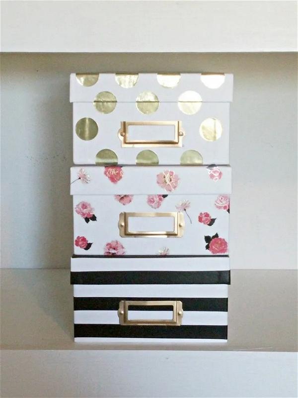 Easy Kate Spade Inspired Storage Boxes