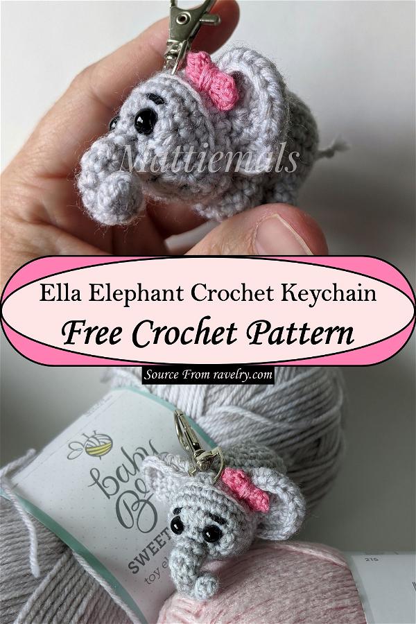 Ella Elephant Crochet Keychain Free Pattern