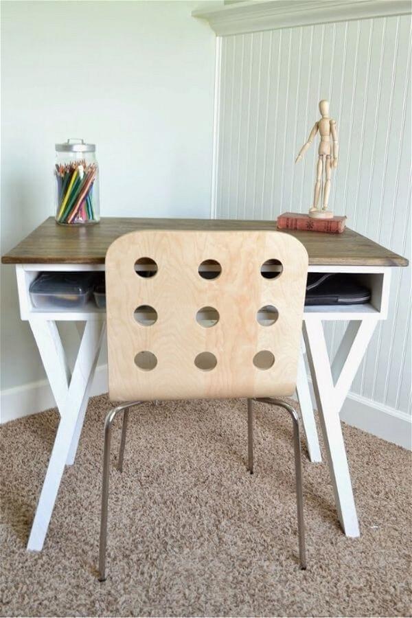 Farmhouse Modern Desk With Open Front Storage Cubby