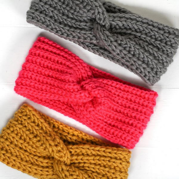 Faux Knit Twisted Ear Warmer