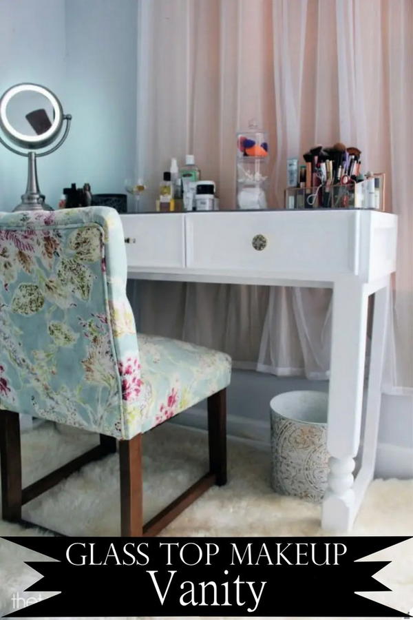 Glass Top Makeup Vanity