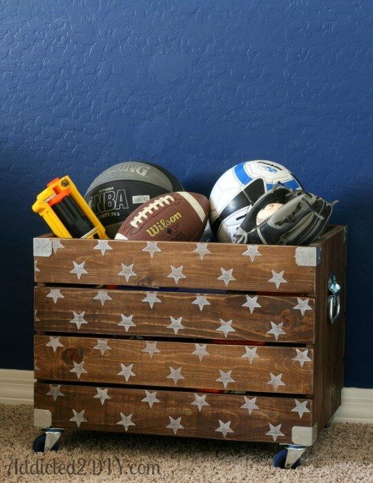 Industrial Wood Toy Crate