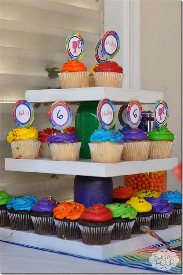 Mason Jar Crafts Rainbow Cupcake Stand