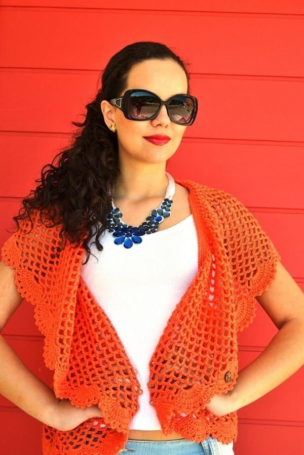 Orange Bolero Vest Jacket