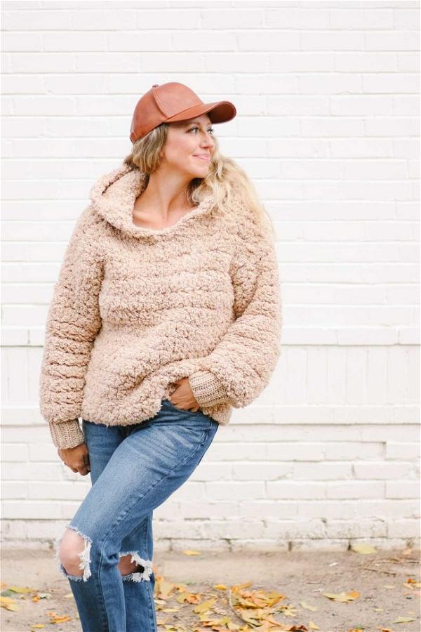 Sherpa Crochet Hoodie