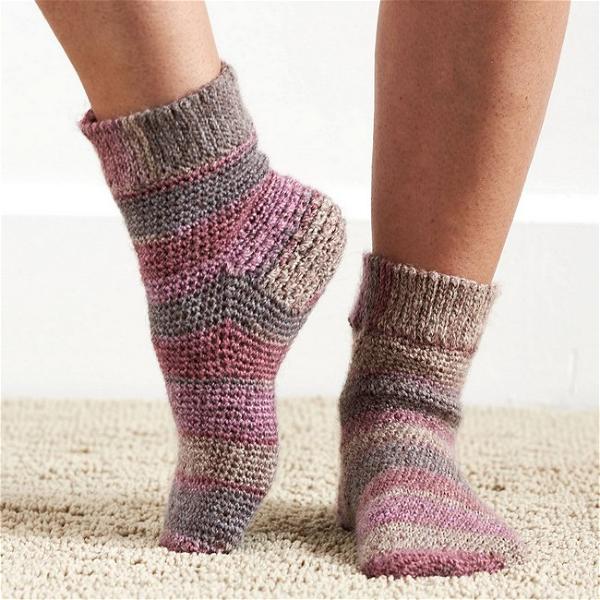 Slip Stitch Cuff Crochet Socks