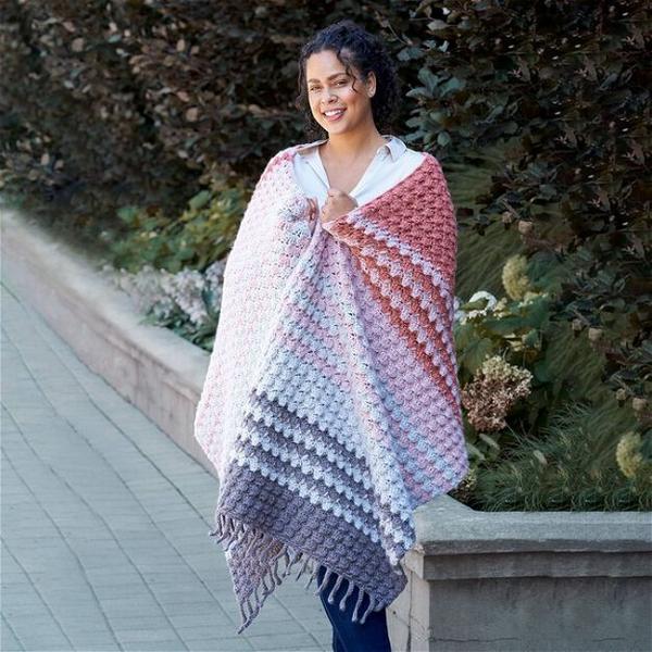  Softly Striped Crochet Wrap